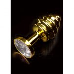 Buttplug goud geribbeld met steen kopen - Desireshop.nl