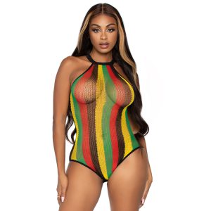 Rasta bodysuit w. snap crotch - Desireshop.nl