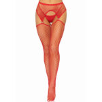 Leg Avenue – Net garterbelt stockings red - Desireshop.nl