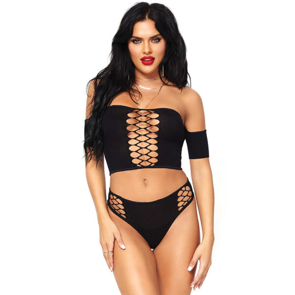 Leg Avenue – Opaque crop top and thong - Desireshop.nl