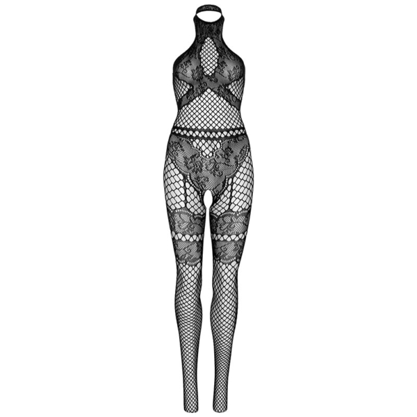 Leg Avenue - Net halter bodystocking zwart - Desireshop.nl