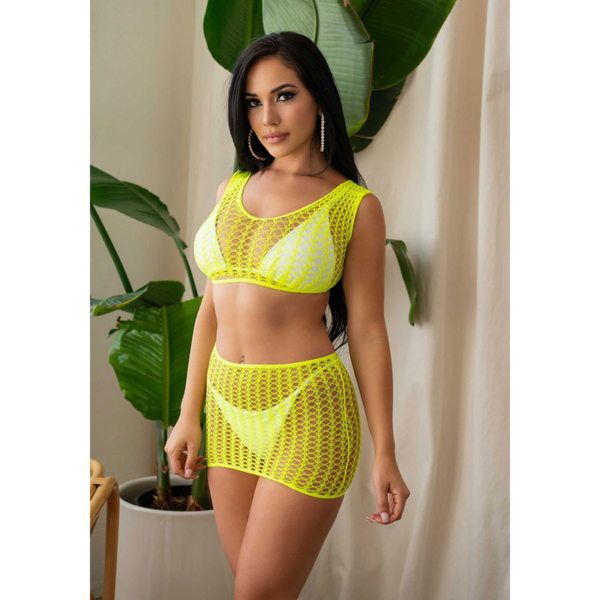 Leg Avenue – Net tank crop top & mini skirt - Desireshop.nl