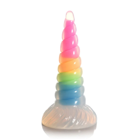 XR Brands – UniGlow - Glow in the Dark Rainbow Silicone Dildo - Desireshop.nl