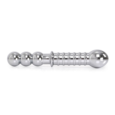 Geribbelde Dubbele Metalen Dildo - Desireshop.nl