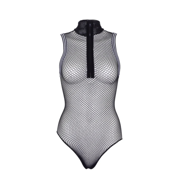 Leg Avenue – Zip Up Athletic Trim Fishnet Bodysuit - Desireshop.nl