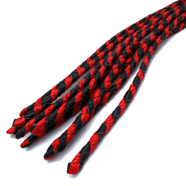 Leather Whip Nine Tails Black & Red - Desireshop.nl
