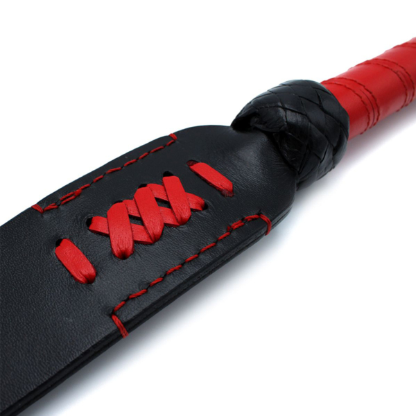 Black & Red Leather Long Paddle Whip - Desireshop.nl