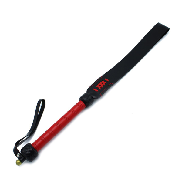 Black & Red Leather Long Paddle Whip - Desireshop.nl