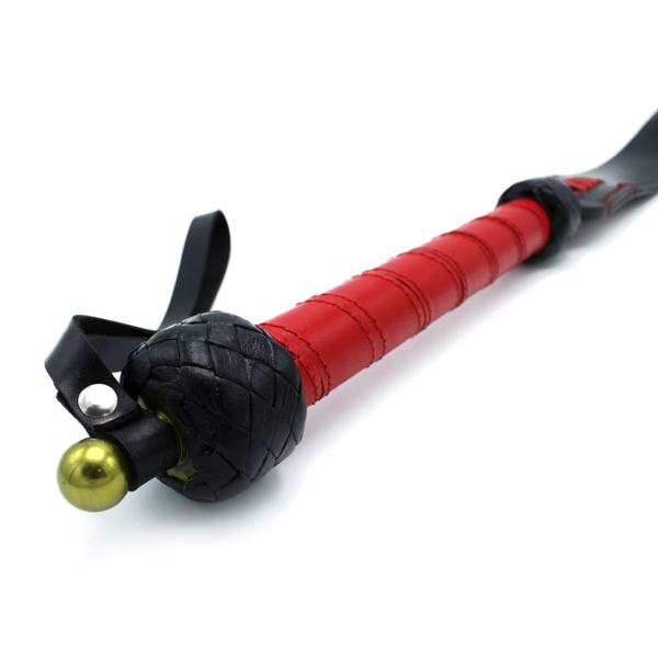 Black & Red Leather Long Paddle Whip - Desireshop.nl