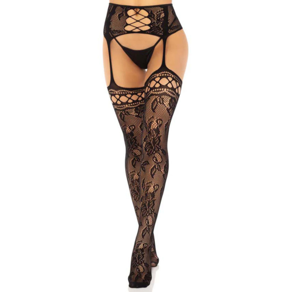 Leg Avenue – Rose Backseam Stockings with Garter Belt - Desireshop.nl