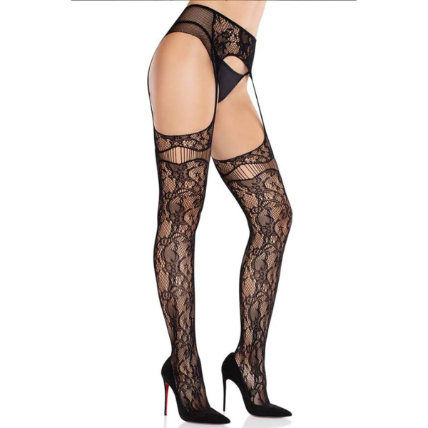 Leg Avenue – Net Stockings with Attached Garter Belt - Desireshop.nl