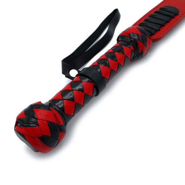 Zwart Rode leren Y-paddle zweep - Desireshop.nl