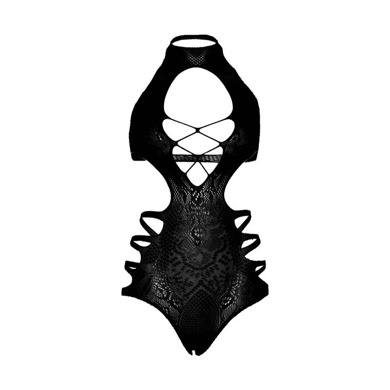 Leg Avenue – Seamless Lace Cut Out Strappy Bodysuit - Desireshop.nl