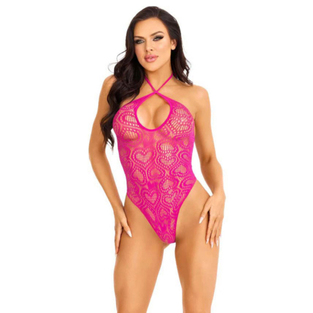 Leg Avenue – Heart Net Keyhole Halter Teddy - Desireshop.nl